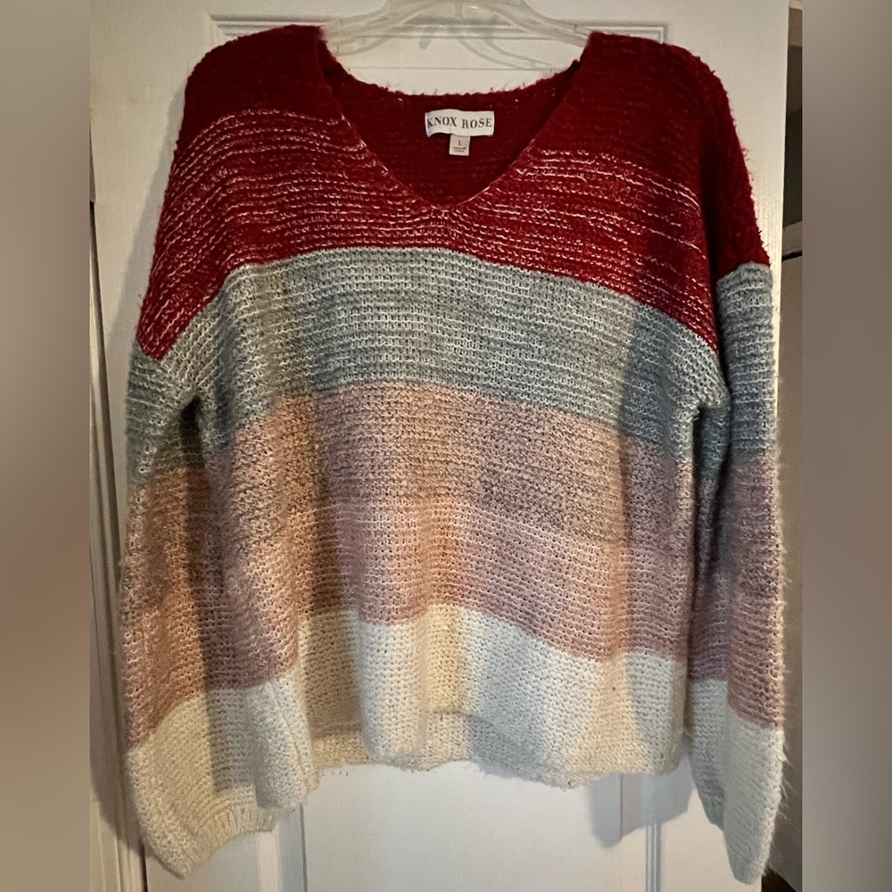 Knox Rose Red Colorblock Boxy Sweater